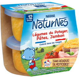 NATURNES Puré Verduras Pasta Jamón 2x200g
