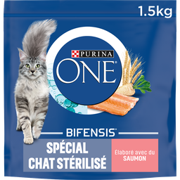 Purina One Bifensis Croquettes Au Saumon Blé Pour Chat Stérilisé 1,5Kg