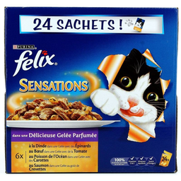 FELIX Pâtée Pour Chat Effilés En Gelée Viande Et Poisson : 100 g