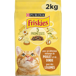 PURINA Croquettes pour chat poulet/dinde/olives FRISKIES 2 kg