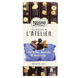 NESTLE tablette chocolat atelier noir myrtille 195g