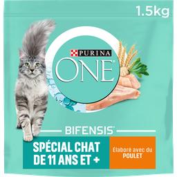 PURINA Croquettes pour chat senior 11 ans et plus poulet et céréales 1,5 kg