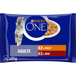 Purina One Sachets Repas Boeuf Poulet Pour Chat 4 Sachets 4X85G