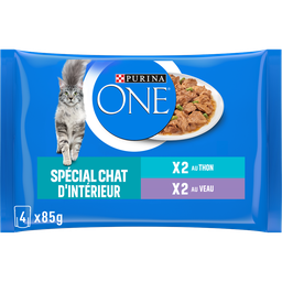 Purina One Sachets Repas Thon Veau Pour Chat D'Intérieur 4 Sachets 4X85G