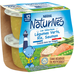 NATURNES Puré verduras arroz y salmón para bebé 2x200g