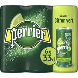 PERRIER Eau gazeuse aromatisée au citron vert boîtes 6x33cl