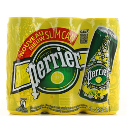 PERRIER eau gazeuse aromatisée citron sans sucres: le pack de 6 canettes 33cl