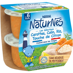 NESTLE Naturnes Carrots Hake Rice Baby Food 2 pots of 200 g