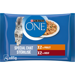 Purina One Sachets Repas Boeuf Poulet Pour Chat Stérilisé 4 Sachets 4X85G