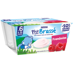 Nestle P'Tit Brassé Petit Pot Dessert Lacté Framboise Dès 6 Mois 4X100G