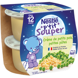 Nestle P'Tit Souper Bol Crème De Petits Pois Et Pâtes Dès 12 Mois 2X200G