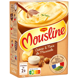 MOUSLINE Puré em flocos creme & noz-moscada 3 sachets de 65 g