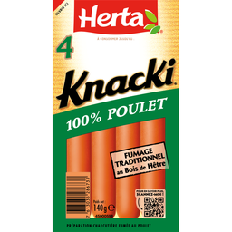 HERTA Knacki salchicha de pollo ahumada con madera de haya 4 piezas 140 g