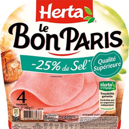 HERTA Jamón cocido superior Bonparis 25% menos sal 140 g