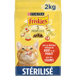 FRISKIES Croquetas Gato Esterilizado Buey, Pollo y Verduras 2 kg