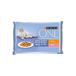 PURINA ONE Pâtée Pour Chat Adulte Spécial Pelage Et Boules De Poils Poulet Saumon 85 g