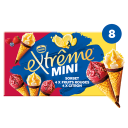 EXTREME Minis cônes sorbets citron fruits rouges X8 312 g