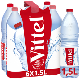 VITTEL Agua mineral natural sin gas 6 x 1,5 L