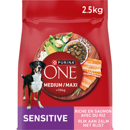 PURINA ONE Croquettes Pour Chien Adulte Medium Maxi + Sensible Saumon 10 kg