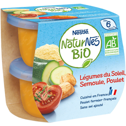 NATURNES Plato bebé Verduras del Sol Sémola Pollo bio 2x190g