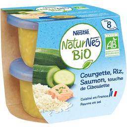NATURNES Plato bebé bio calabacín, arroz y salmón 2 tarros de 190 g