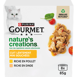 GOURMET fraîcheur chat Nature's Creations Poulet et Dinde - 8x85g