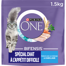 Purina One Croquettes Saveur Cabillaud Et Truite Bifensis Pour Chat À L'Appétit Difficile 1,5Kg