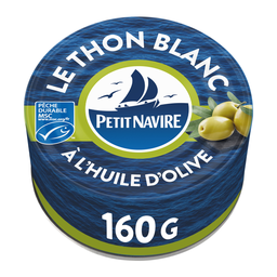 PETIT NAVIRE Thon Entier Blanc l'Huile d'Olive Vierge Extra MSC 104 g