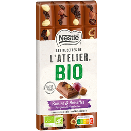 LES RECETTES DE L'ATELIER Organic Milk Chocolate with Raisins & Hazelnuts 170 g