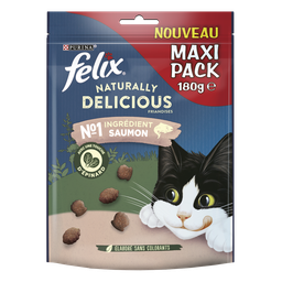FELIX Premios de salmón y espinacas Naturally Delicious para gato adulto 180 g