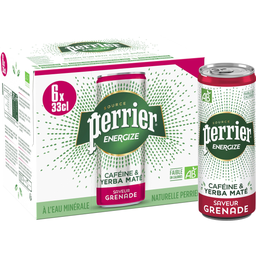 PERRIER Eau minérale gazeuse Energize bio saveur grenade boîtes 6x33cl