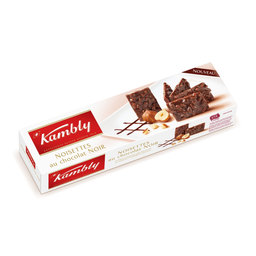 KAMBLY Biscuit craquant avec noisettes enrobé de chocolat noir 100 g