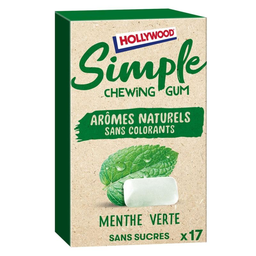HOLLYWOOD Chewing-gum simple menthe verte s/sucres