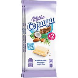 MILKA Mil'a chocolat blanc copaya amande coco : 2 tablettes 90g