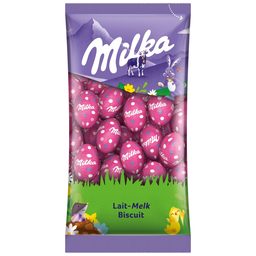 MILKA Petits oeufs fourrés au lait biscuit 500g