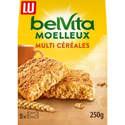 BELVITA Biscuits petit-déjeuner moelleux multi céréales sachets individuels 5 biscuits 250g