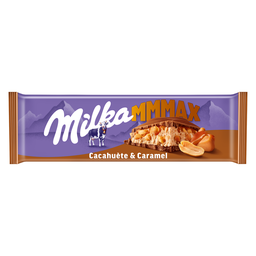 MILKA MMMax Tablete de chocolate de leite recheado com amendoim e caramelo 276 g