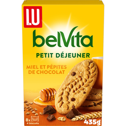 LU Biscuits petit déjeuner miel et pépites de chocolat Belvita 435g