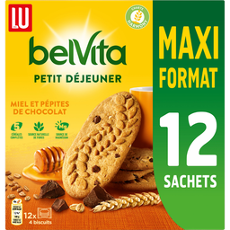 LU Biscuits Petit déjeuner miel et pépites de chocolat Belvita 650g