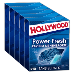 HOLLYWOOD Chicles Powerfresh Menta Fuerte 5x10 grageas 70 g