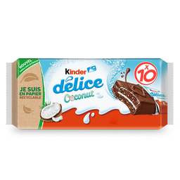 Kinder Délice Coconut Gâteaux Noix De Coco Enrobés De Chocolat Sachets Individuels 10 Gâteaux 370G