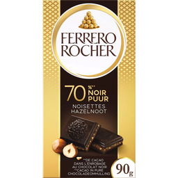 FERRERO ROCHER Tablette de chocolat noir 55% cacao fourrée aux noisettes 1 pièce 90 g
