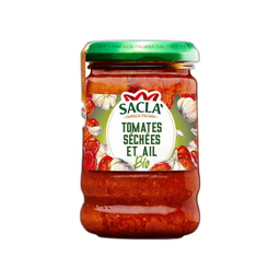 SACLA Sauce bio aux tomates séchées et ail sans gluten en bocal 190g