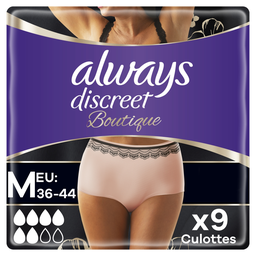 ALWAYS Braguitas de incontinencia Discreet Boutique Plus Talla M, 9 unidades