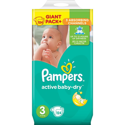 PAMPERS Active Baby-Dry Midi 3 124 Pañales