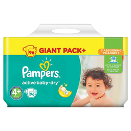 PAMPERS Active Baby-Dry Mega Cube Mini 4 (9-16 kg) 96 Pañales