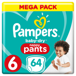 PAMPERS Pañales-Braguita Baby-Dry Pants Talla 6, paquete de 40