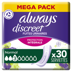 ALWAYS Compresas para Incontinencia Normal DISCREET 30 unidades