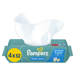 Pampers Fresh Clean Lingettes Nettoyantes Pour Bébé 4X52 Lingettes