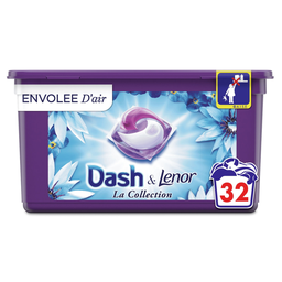 DASH Detergente Cápsulas Envolée D'Air 3Em1, a caixa de 32 cápsulas
